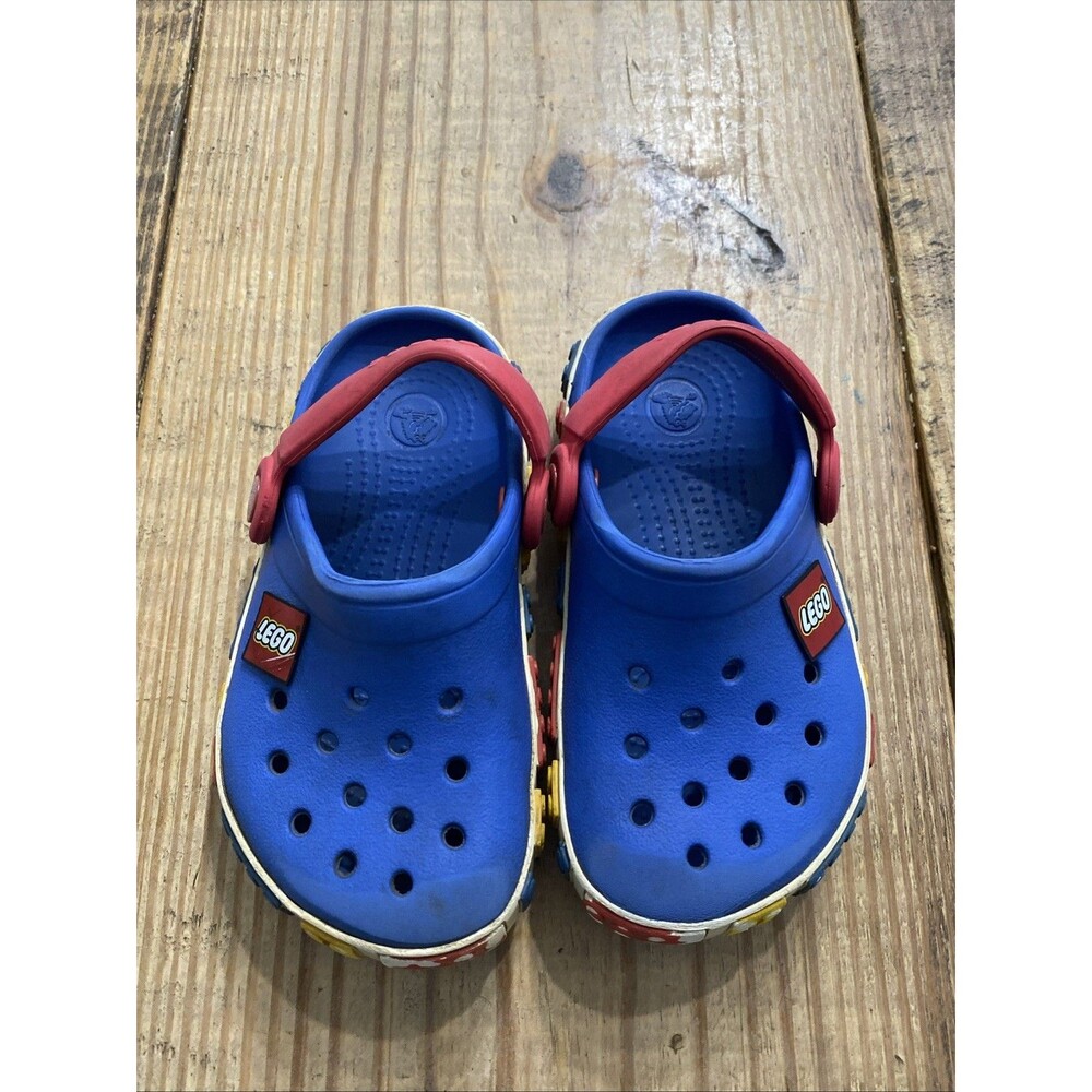 CROCS Water Resistant Clog Slip On Shoes Kids Lego - Blue Size C8-9